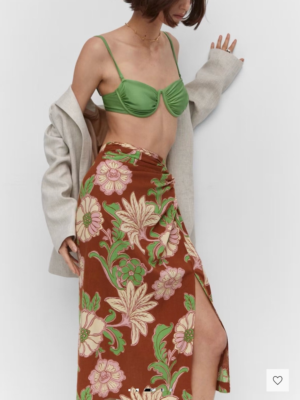Mango Floral Wrap Swim Sarong in Rust, Pink & Green